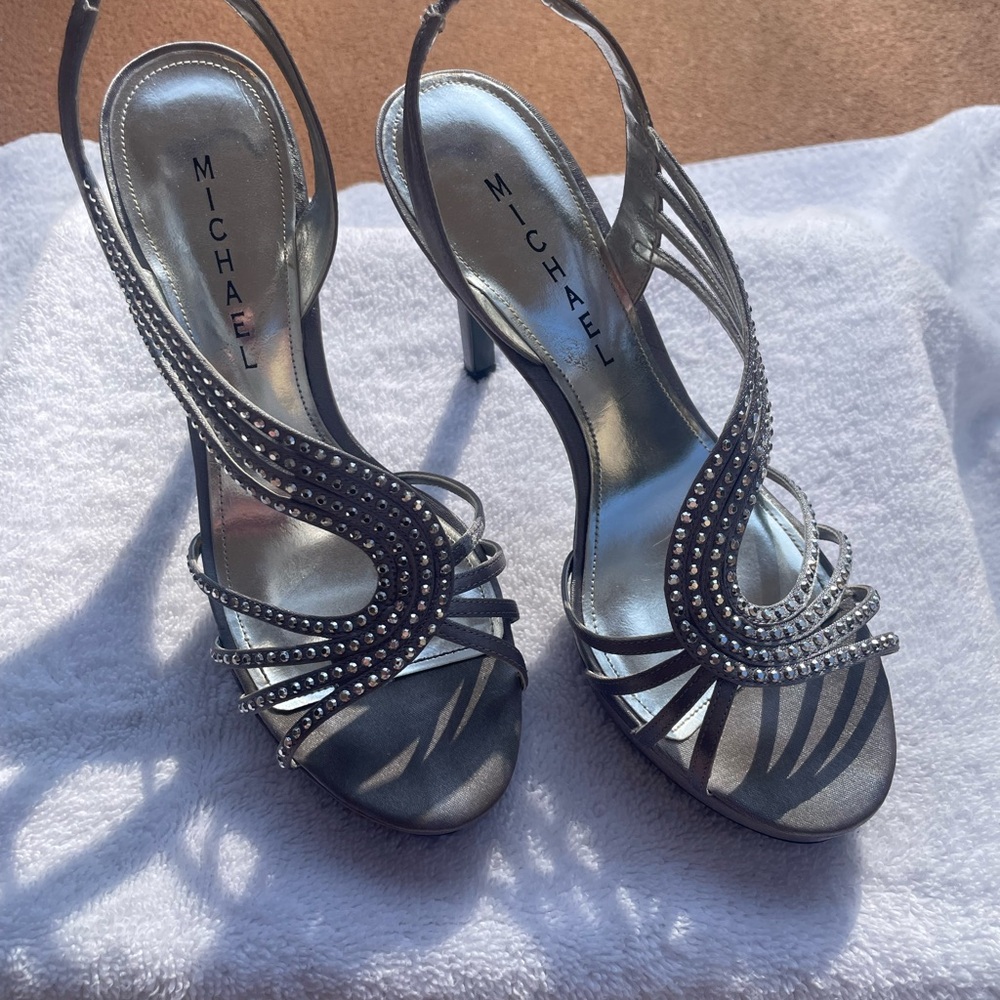 Michaels Metallic Silver Strappy Heels